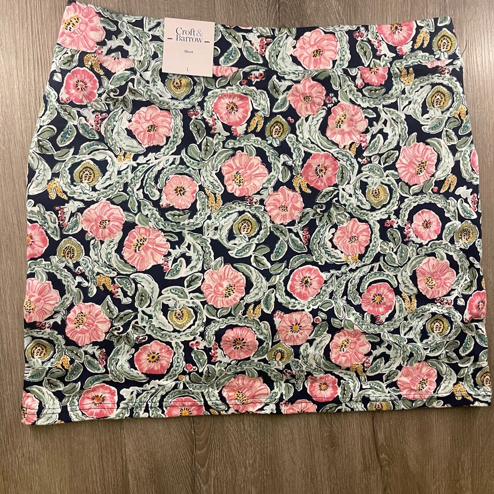 Croft & Barrow Floral Skort L Navy Pink - Picture 3 of 3